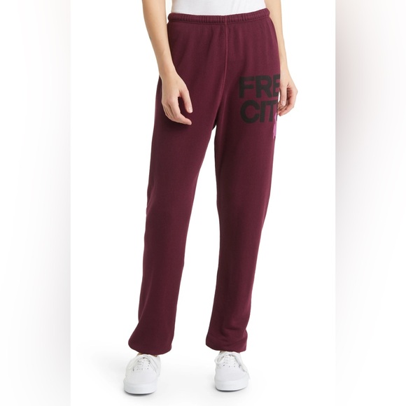 Freecity Maroon Superfluff OG Modal and Cotton Joggers in Deeplove XS